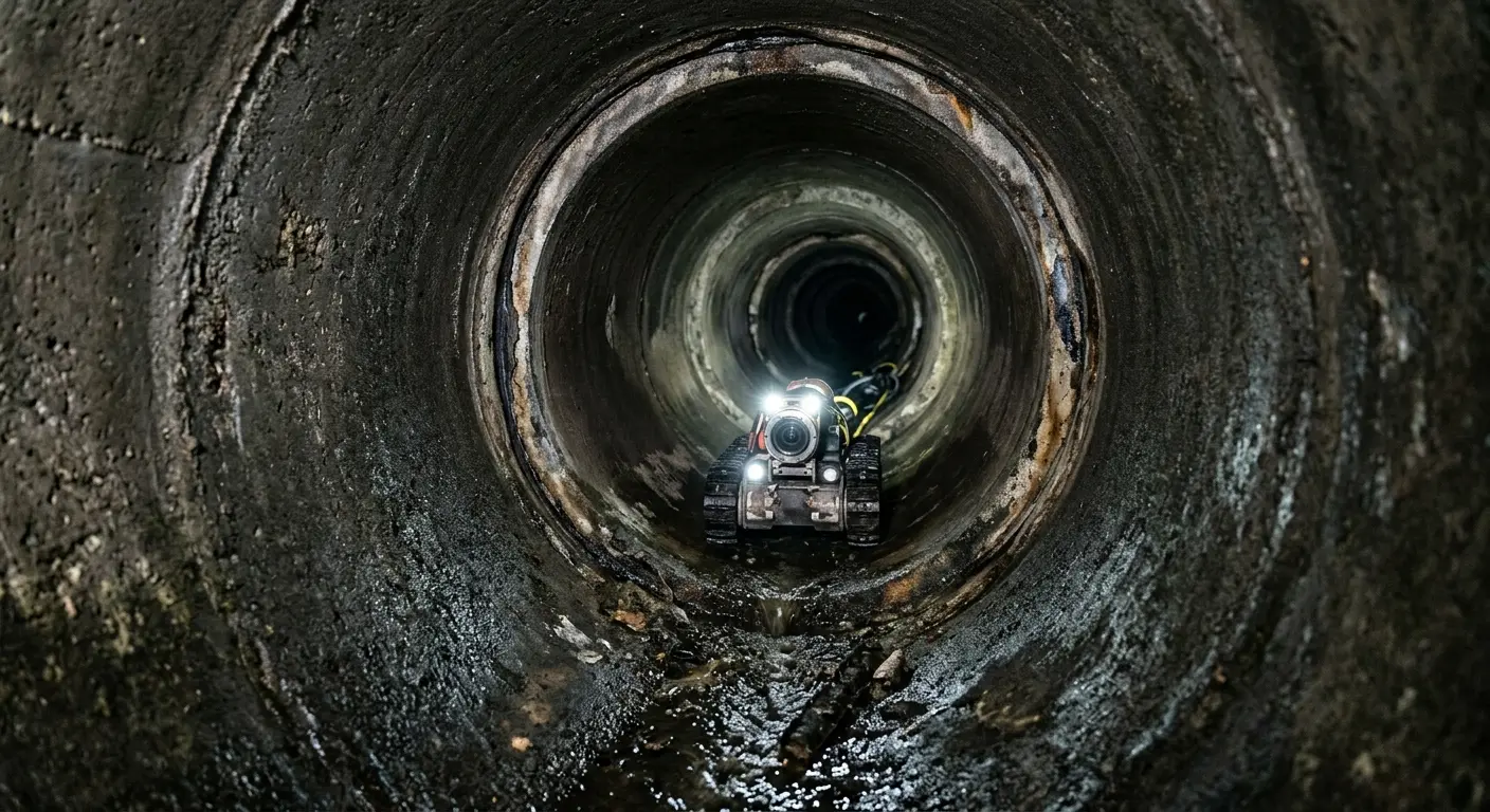 Robotic sewer camera inspecting pipe interior for Sewer Line Repair in Lansing